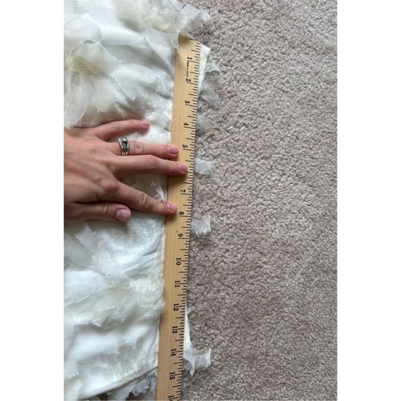 NEW ASOS Edition Pencil MIDI Skirt Textured Sequin Mesh Ivory size 6 - Picture 6 of 11